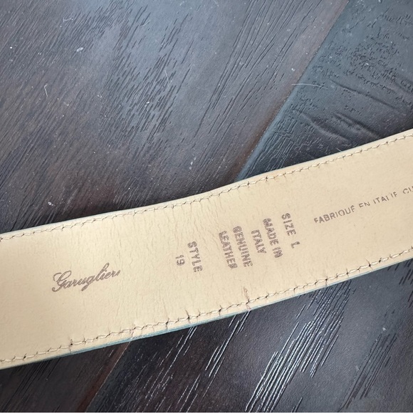 Vintage Italian Croc-Embossed Leather Belt with Turquoise Mosaic Buckle 41.5” L - Picture 5 of 5